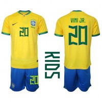 Brasil Vinicius Junior #20 Fotballklær Hjemmedraktsett Barn VM 2022 Kortermet (+ korte bukser)